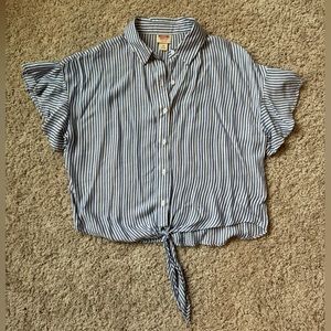 Mossimo Blue & White Striped Top XS